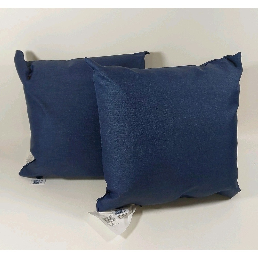 2 Pack Arden Outdoor Toss Pillow 16 x 16 Rain-Proof, Fade Resistant Navy Blue